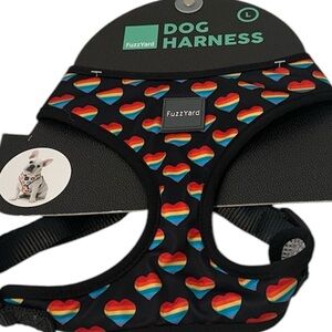 Fuzzyard Dog Harness Size Large NWT Rainbow Hearts Pride Black Pet Puppy Gift